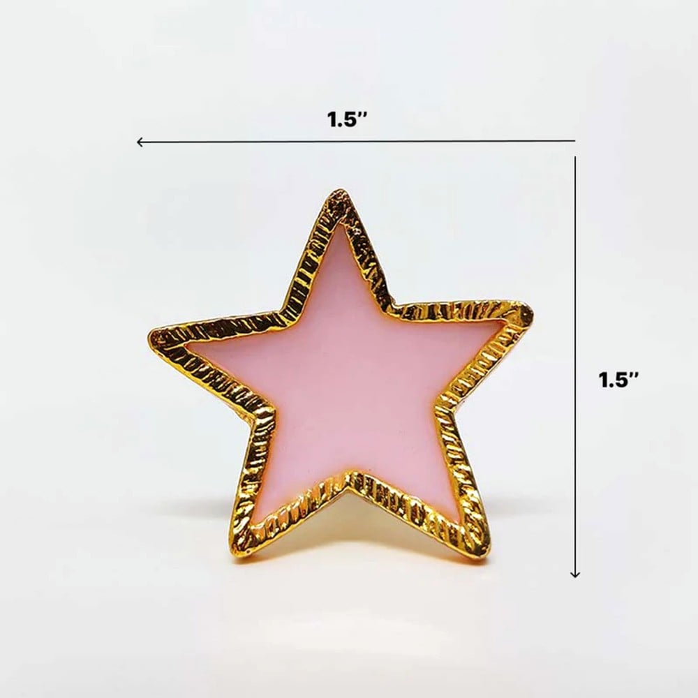 Pink Handmade Brass Star Knob